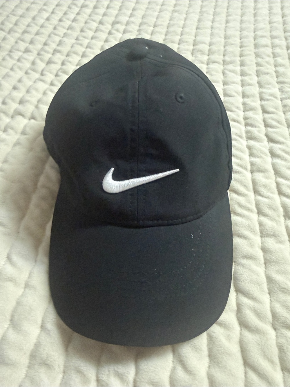 Nike Black Cap with White Swoosh Logo